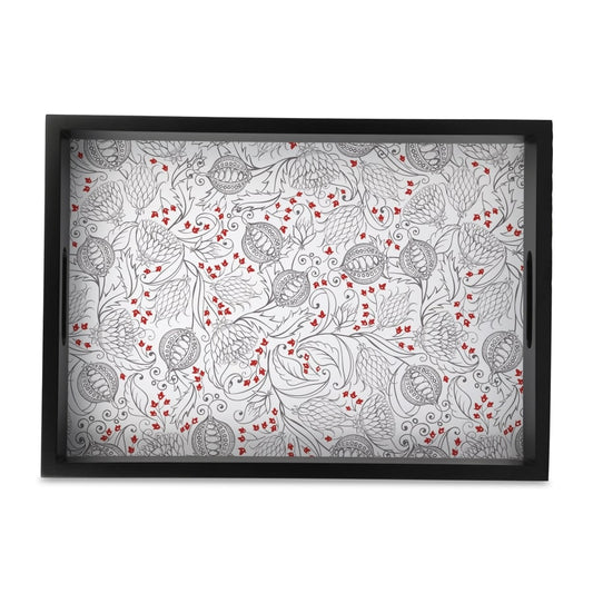 Pomegranate Serving Tray with Cutout Handles (Wood) 10" x 14"
