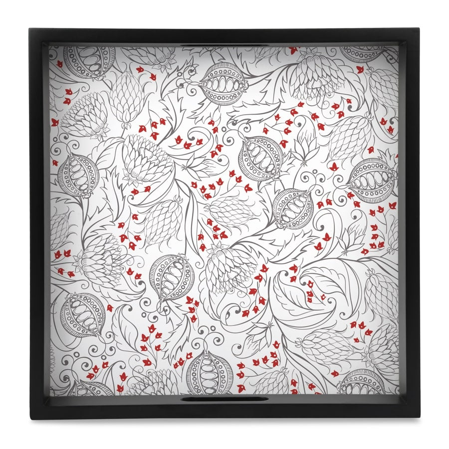 Pomegranate Serving Tray with Cutout Handles (Wood) 12" x 12"