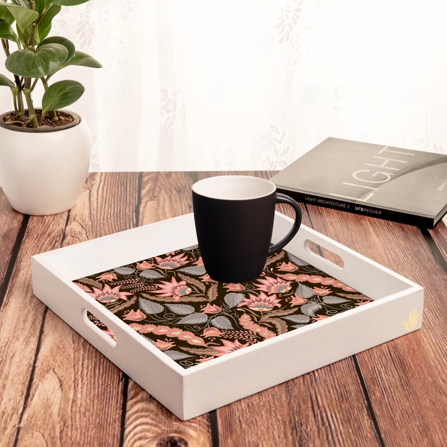 Sheila Serving Tray with Cutout Handles (Wood) 12" x 12"