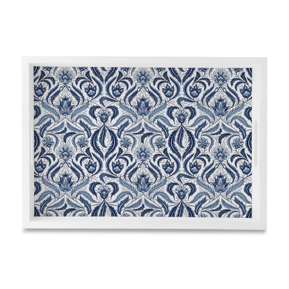 Liena Blue Serving Tray with Cutout Handles (Wood) 10" x 14"