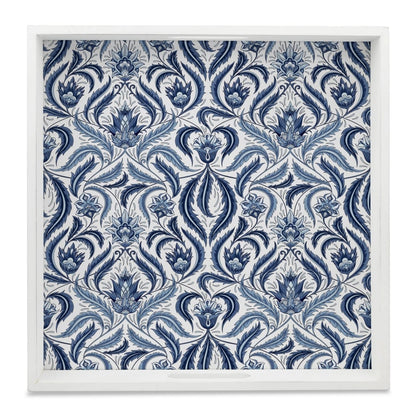 Liena Blue Serving Tray with Cutout Handles (Wood) 12" x 12"