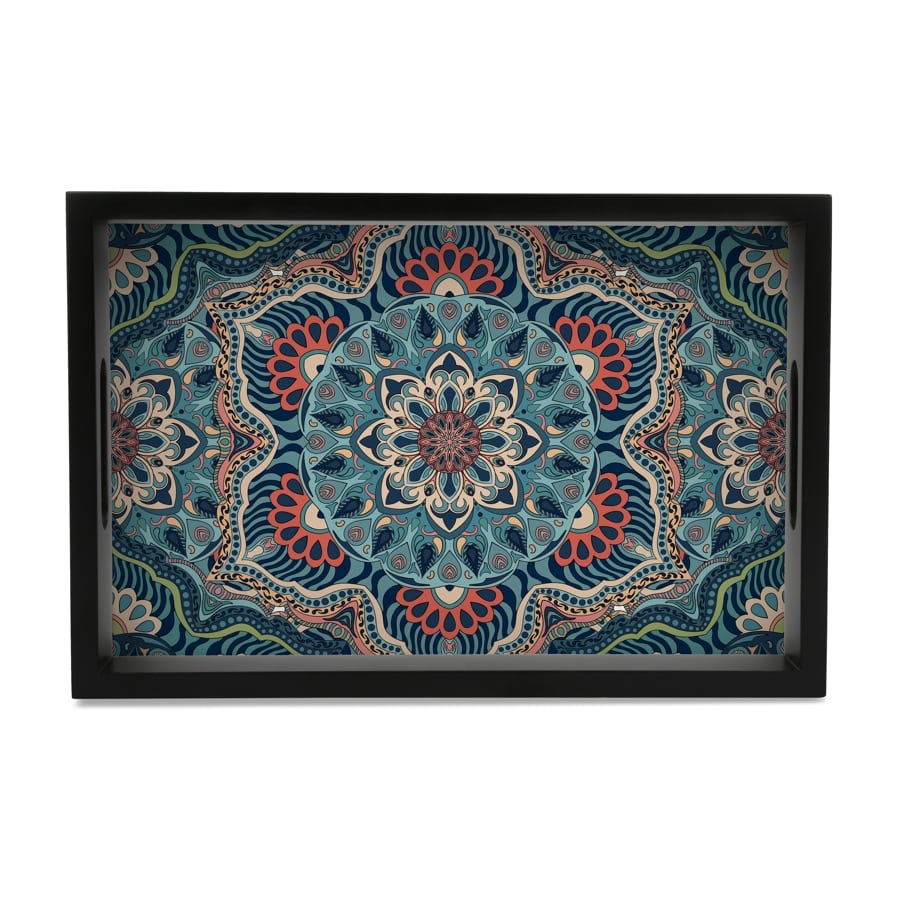 Sheesha Serving Tray with Cutout Handles (Wood) 8" x 12"