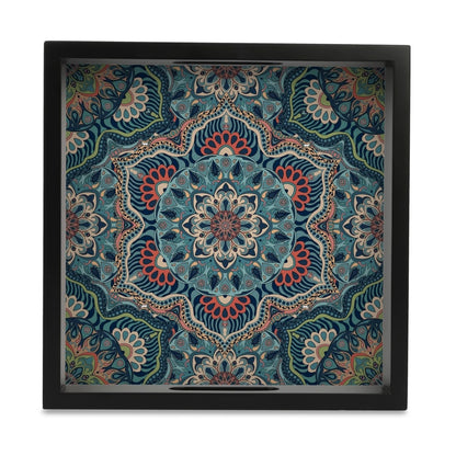 Sheesha Serving Tray with Cutout Handles (Wood) 9" x 9"
