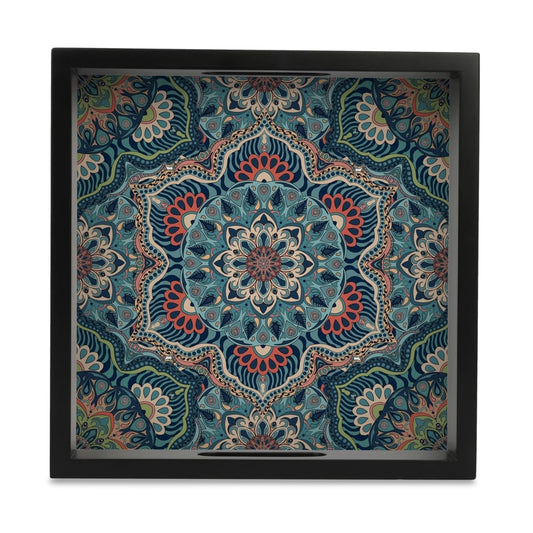 Sheesha Serving Tray with Cutout Handles (Wood) 9" x 9"