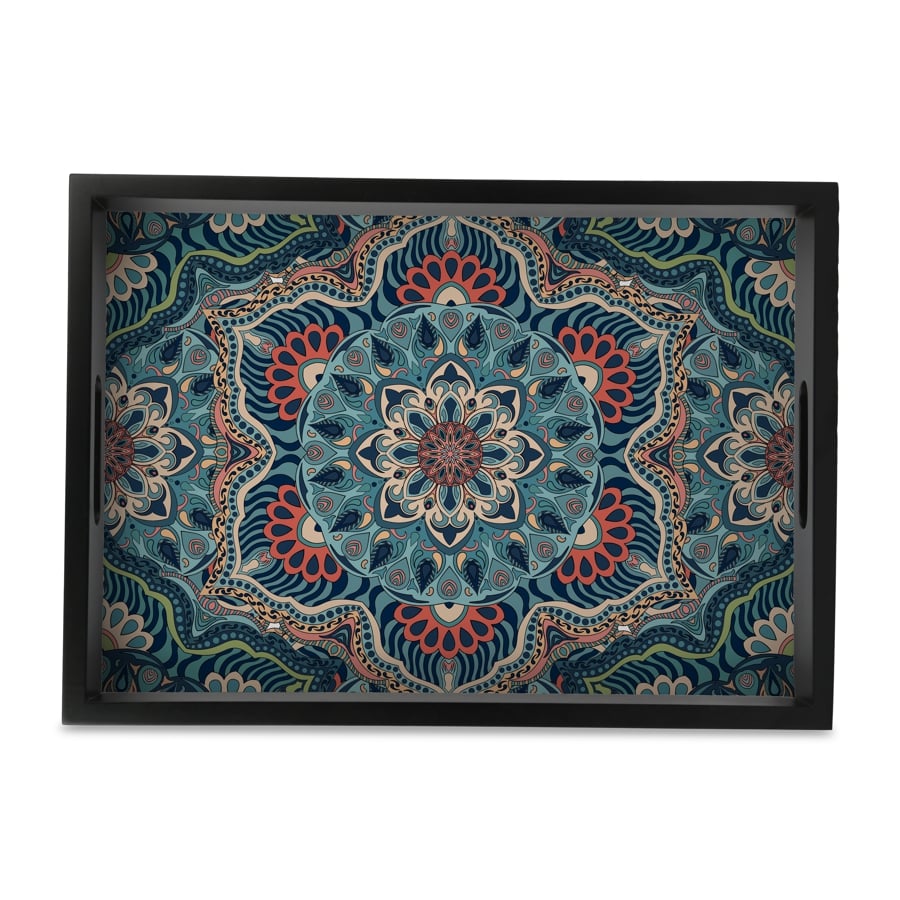 Sheesha Serving Tray with Cutout Handles (Wood) 10" x 14"