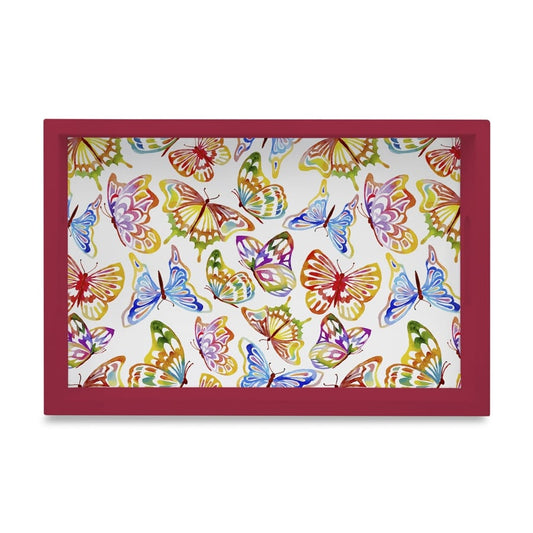 Watercolour Butterflies-R Serving Tray with Cutout Handles (Wood) 8" x 12"