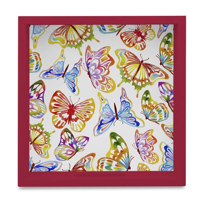 Watercolour Butterflies-R Serving Tray with Cutout Handles (Wood) 9" x 9"