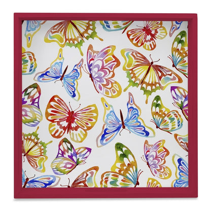 Watercolour Butterflies-R Serving Tray with Cutout Handles (Wood) 12" x 12"