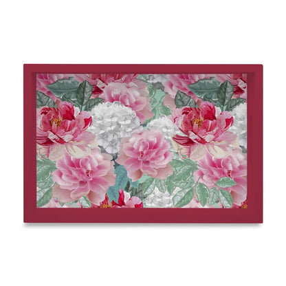 Red Chrysanthemums-R Serving Tray with Cutout Handles (Wood) 8" x 12"