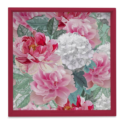 Red Chrysanthemums-R Serving Tray with Cutout Handles (Wood) 12" x 12"
