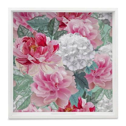Red Chrysanthemums-W Serving Tray with Cutout Handles (Wood) 12" x 12"