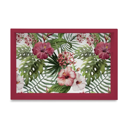 Tropical Hibiscus-R Serving Tray with Cutout Handles (Wood) 8" x 12"