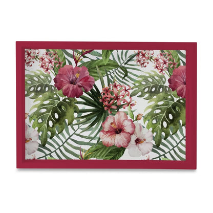 Tropical Hibiscus-R Serving Tray with Cutout Handles (Wood) 10" x 14"