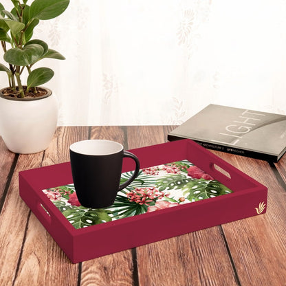 Tropical Hibiscus-R Serving Tray with Cutout Handles (Wood) 10" x 14"