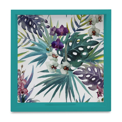 Tropical Palms Serving Tray with Cutout Handles (Wood) 9" x 9"