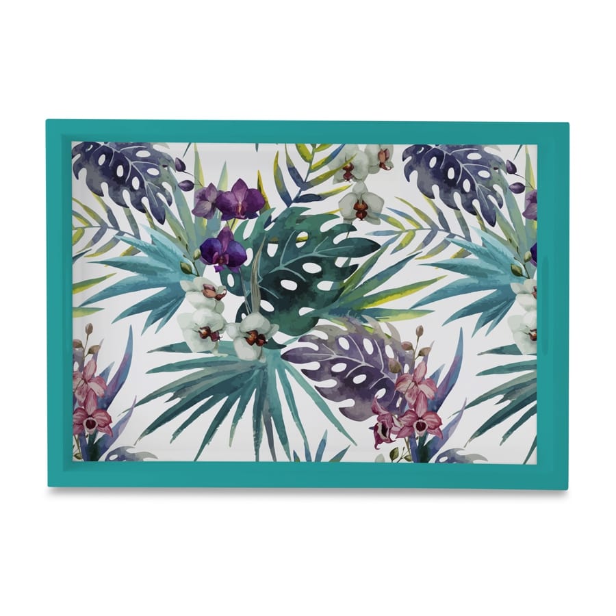 Tropical Palms Serving Tray with Cutout Handles (Wood) 10" x 14"