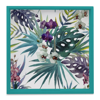 Tropical Palms Serving Tray with Cutout Handles (Wood) 12" x 12"