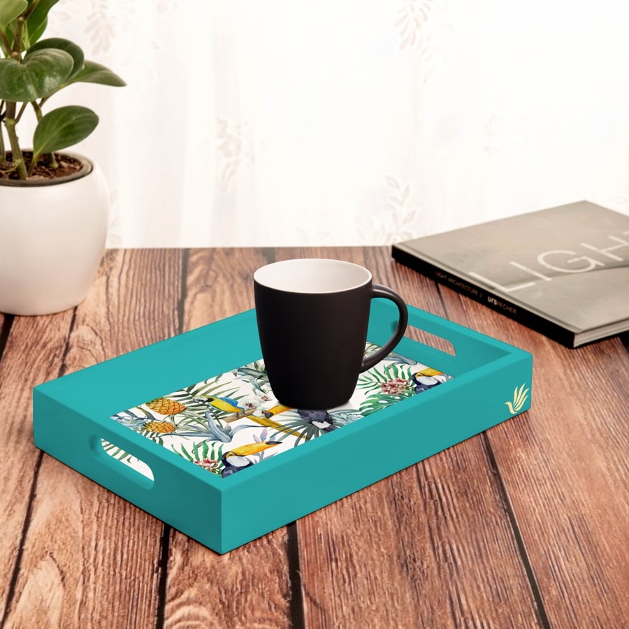 Toucan Serving Tray with Cutout Handles (Wood) 8" x 12"
