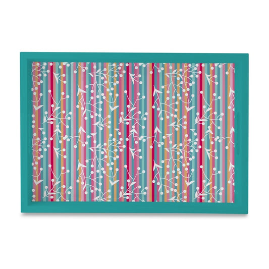 Floral Stripes-T Serving Tray with Cutout Handles (Wood) 10" x 14"