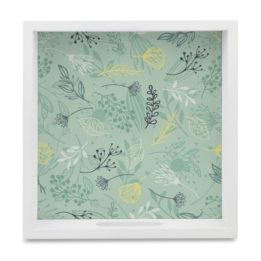 Herbs Serving Tray with Cutout Handles (Wood) 9" x 9"