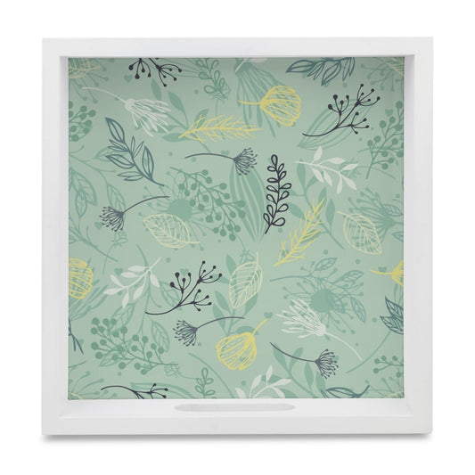 Herbs Serving Tray with Cutout Handles (Wood) 9" x 9"