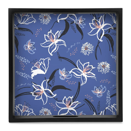 Lily Bloom Serving Tray with Cutout Handles (Wood) 12" x 12"