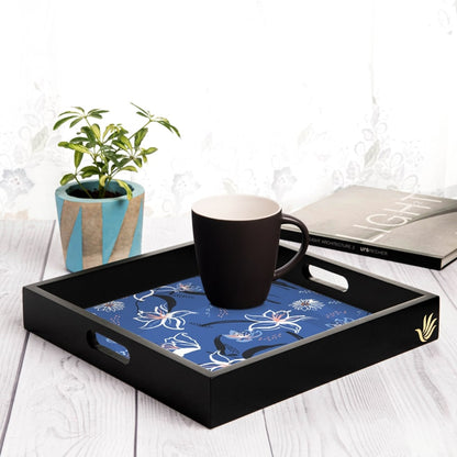 Lily Bloom Serving Tray with Cutout Handles (Wood) 12" x 12"