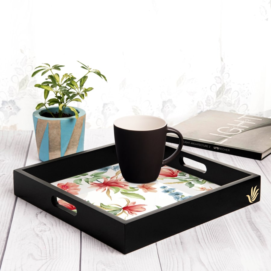 Magnolia Serving Tray with Cutout Handles (Wood) 12" x 12"
