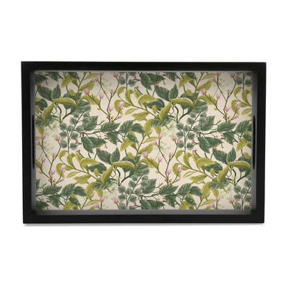 Vintage Floral Serving Tray with Cutout Handles (Wood) 8" x 12"
