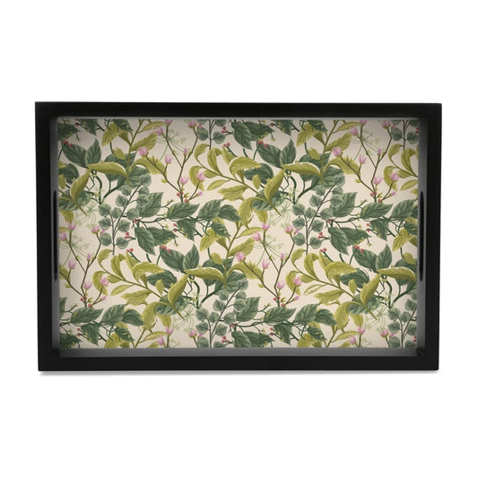 Vintage Floral Serving Tray with Cutout Handles (Wood) 8" x 12"