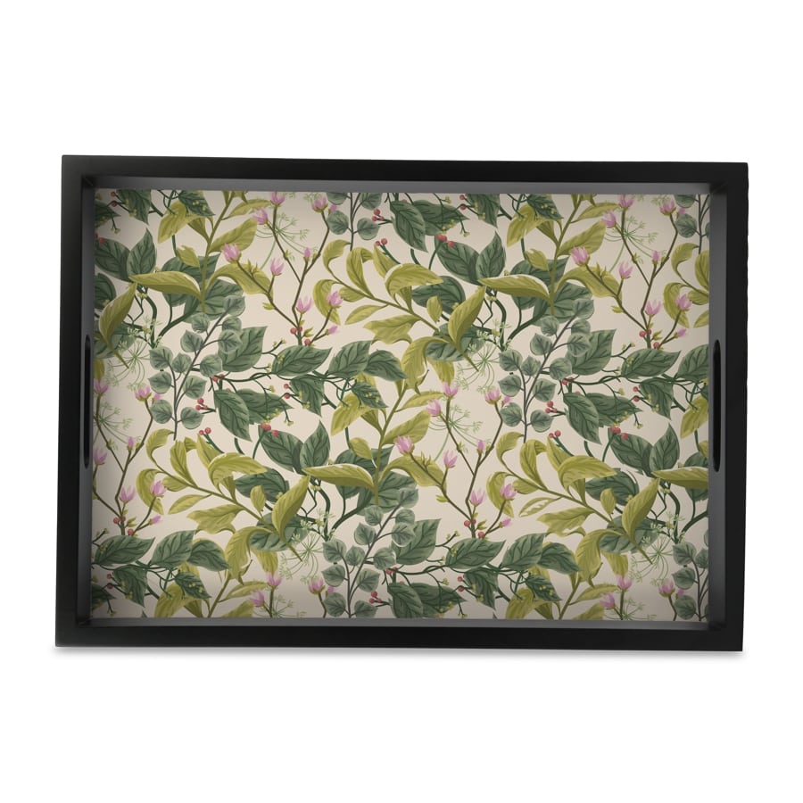 Vintage Floral Serving Tray with Cutout Handles (Wood) 10" x 14"
