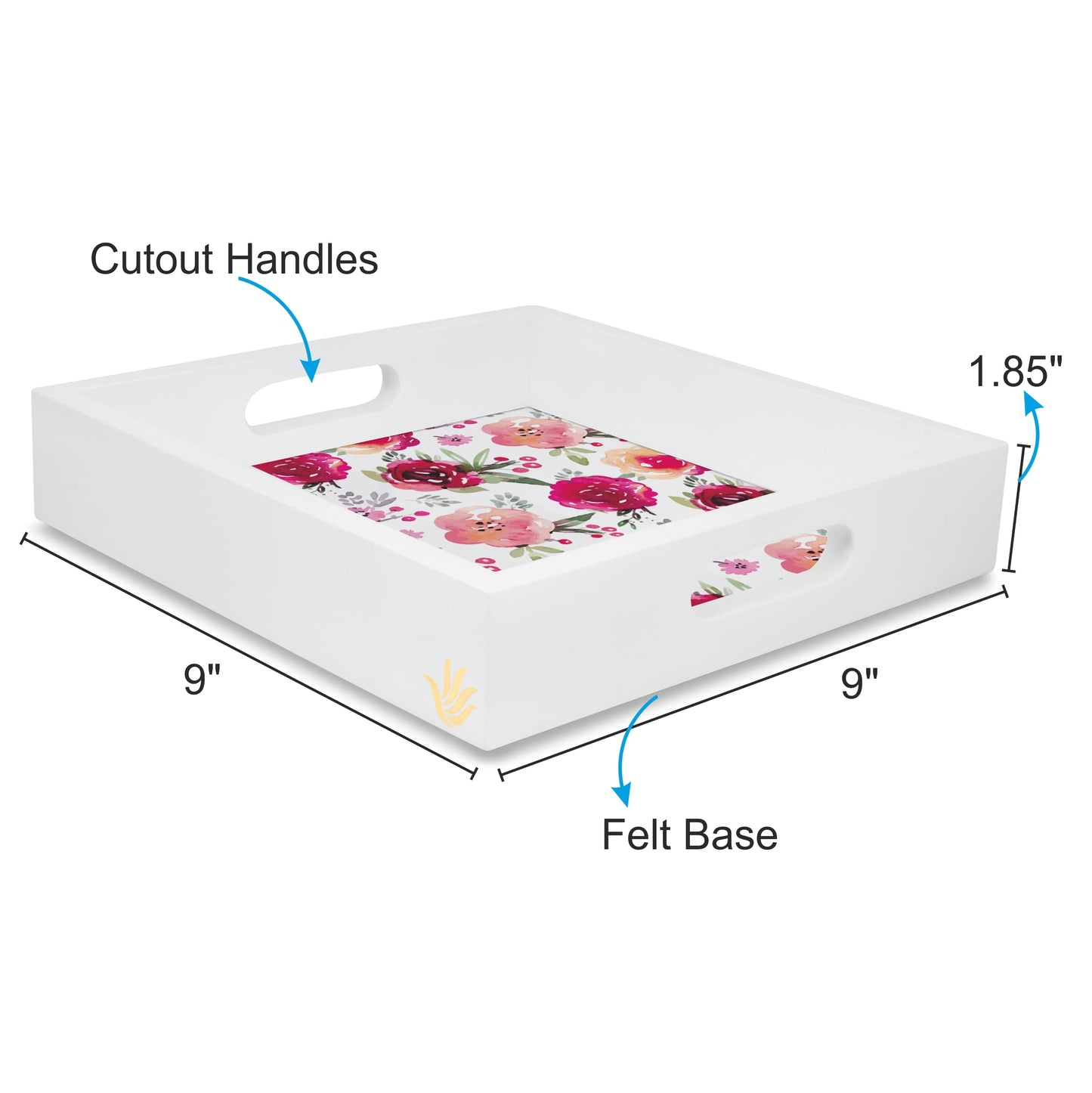 Pink Flr Sq Tray