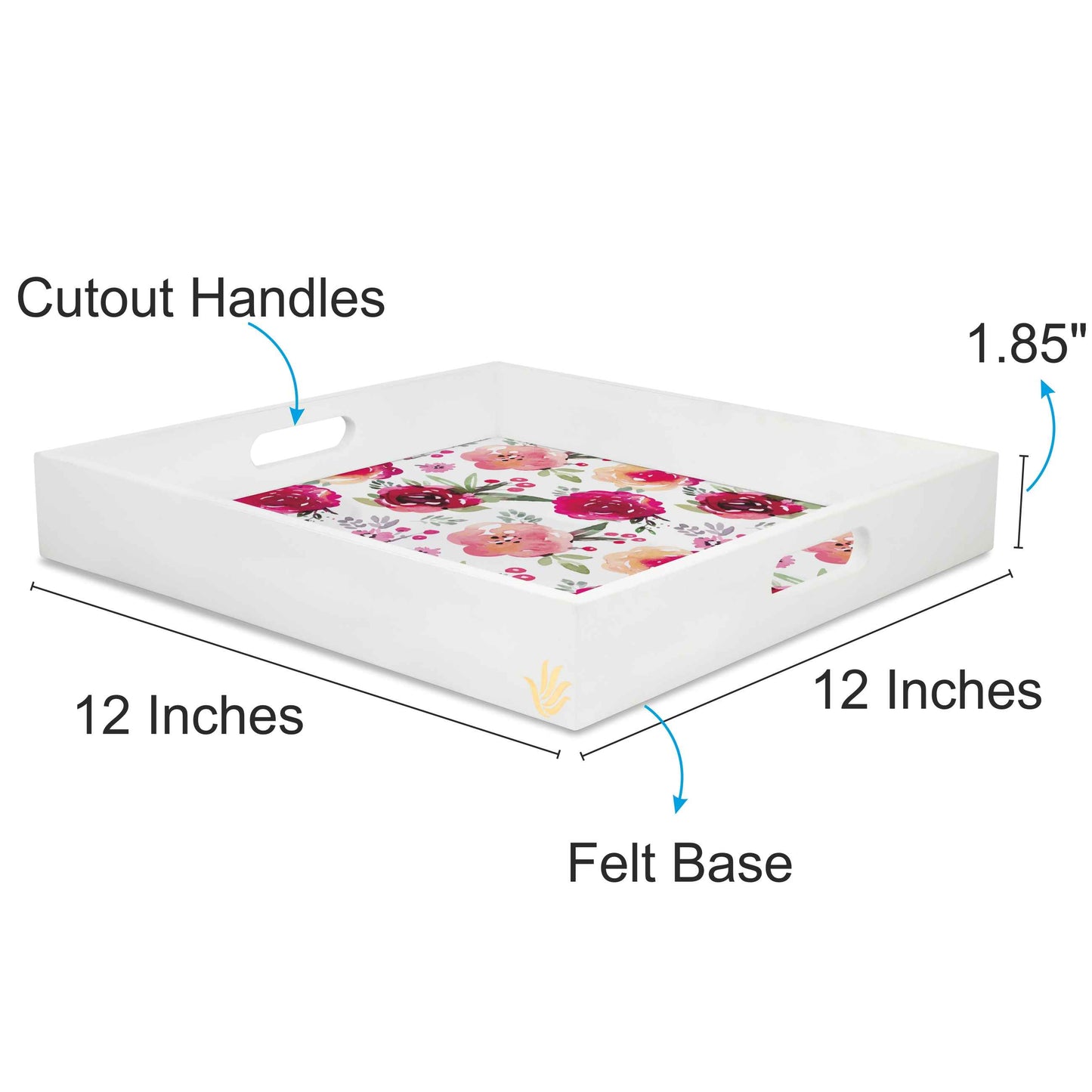 Pink Flr Sq Tray