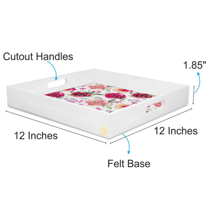 Pink Flr Sq Tray