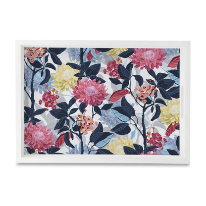 Mia Floral Serving Tray with Cutout Handles (Wood) 10" x 14"