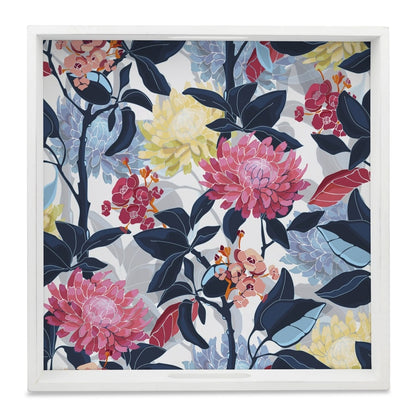 Mia Floral Serving Tray with Cutout Handles (Wood) 12" x 12"