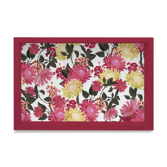 Ava Floral-R Serving Tray with Cutout Handles (Wood) 8" x 12"