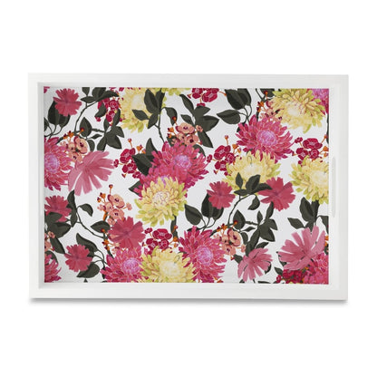 Ava Floral-W Serving Tray with Cutout Handles (Wood) 10" x 14"