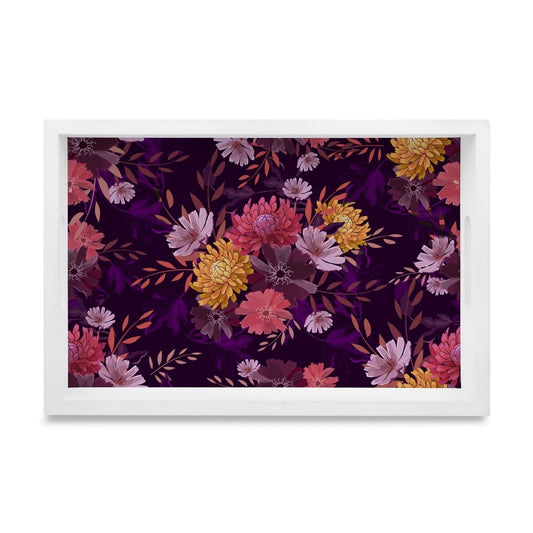 Autumn Garden Serving Tray with Cutout Handles (Wood) 8" x 12"