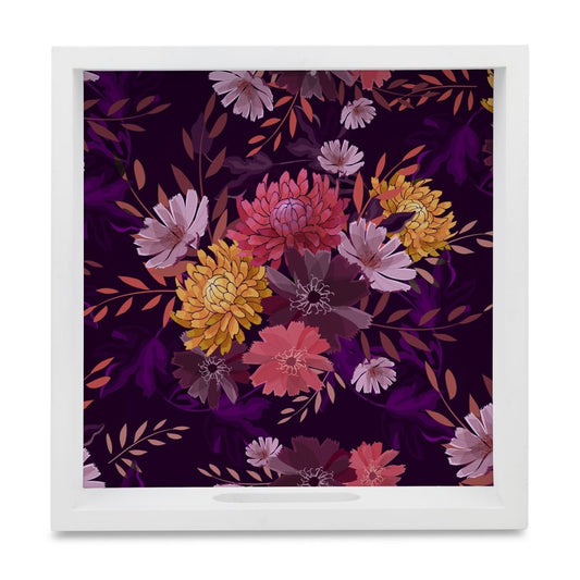 Autumn Garden Serving Tray with Cutout Handles (Wood) 9" x 9"