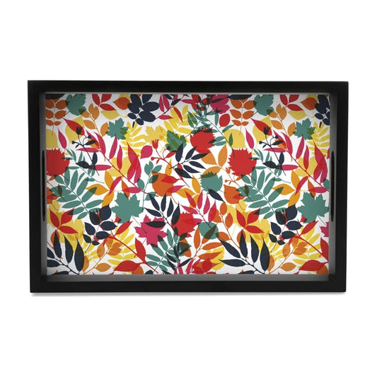 Autumn Leaves Serving Tray with Cutout Handles (Wood) 8" x 12"