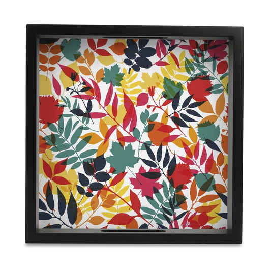 Autumn Leaves Serving Tray with Cutout Handles (Wood) 9" x 9"