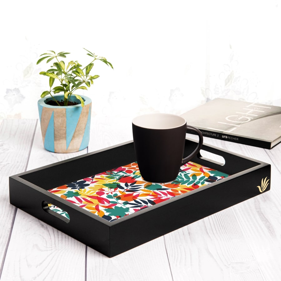 Autumn Leaves Serving Tray with Cutout Handles (Wood) 10" x 14"
