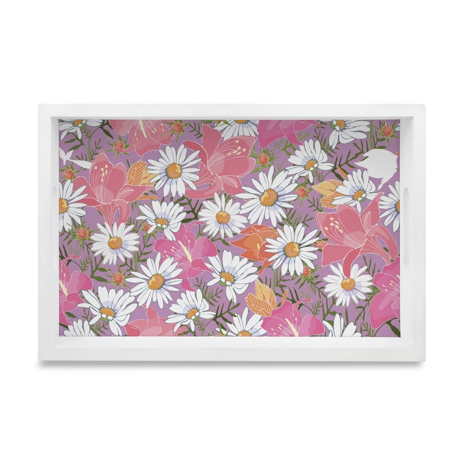 Camomile Serving Tray with Cutout Handles (Wood) 8" x 12"