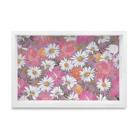 Camomile Serving Tray with Cutout Handles (Wood) 8" x 12"