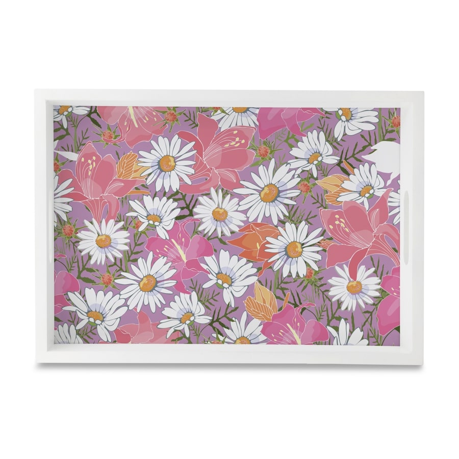 Camomile Serving Tray with Cutout Handles (Wood) 10" x 14"