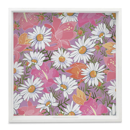 Camomile Serving Tray with Cutout Handles (Wood) 12" x 12"