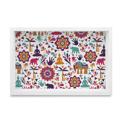 India Serving Tray with Cutout Handles (Wood) 8" x 12"