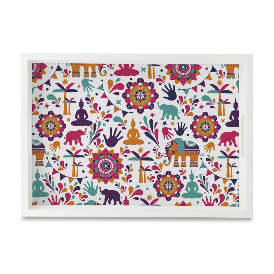 India Serving Tray with Cutout Handles (Wood) 10" x 14"