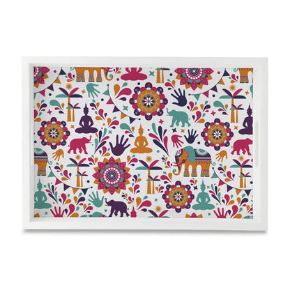 India Serving Tray with Cutout Handles (Wood) 10" x 14"